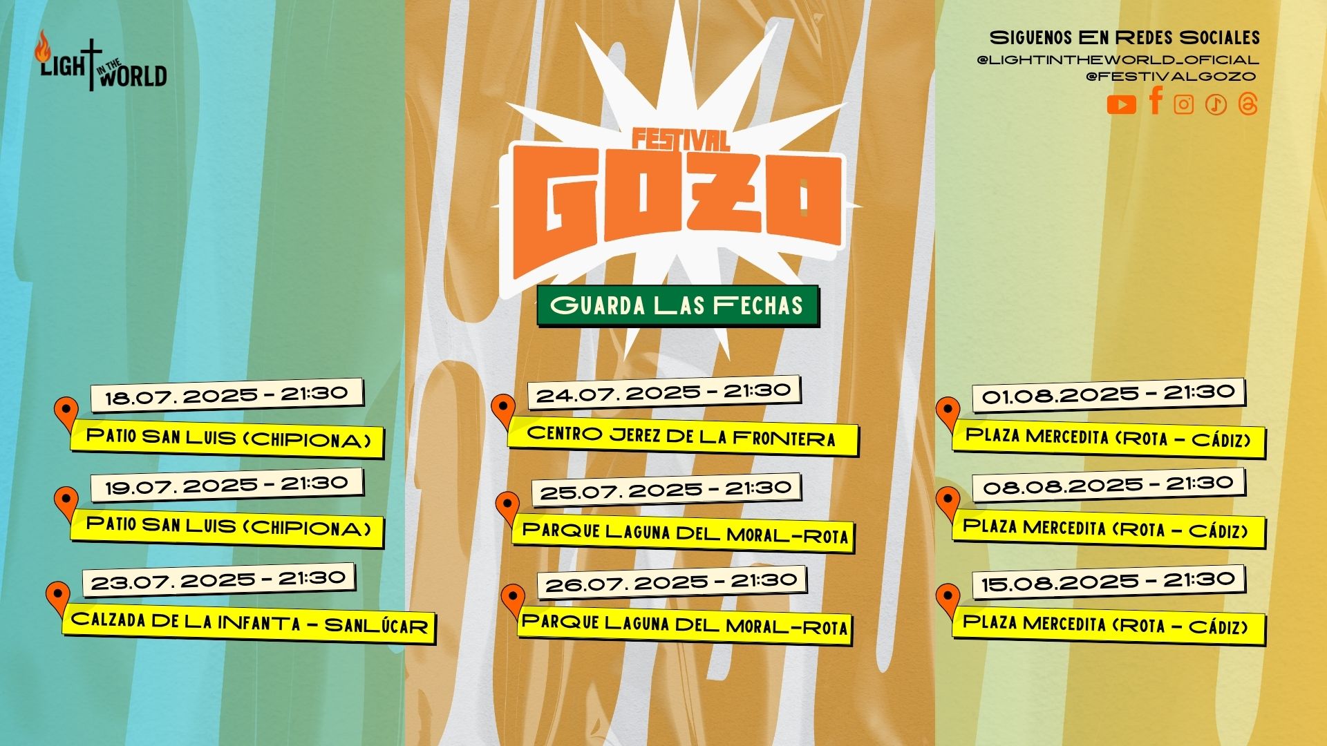 Horarios Festival Gozo Rota, Chipiona, Sanlucar, Jerez, Cadiz